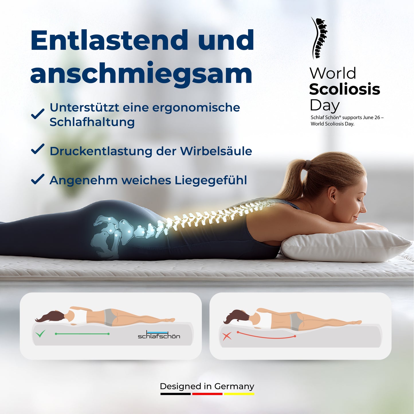 Kaltschaummatratze mit Visco-Topper – Schlafschön 7-Zonen, Ergonomisch, Waschbar & Antiallergisch